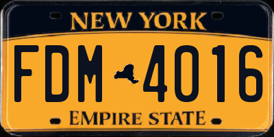 NY license plate FDM4016