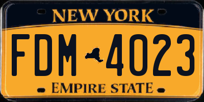 NY license plate FDM4023