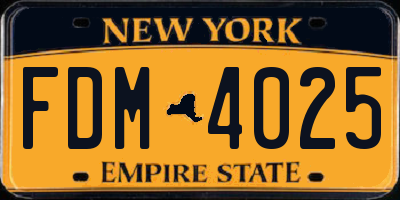 NY license plate FDM4025