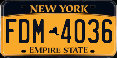 NY license plate FDM4036