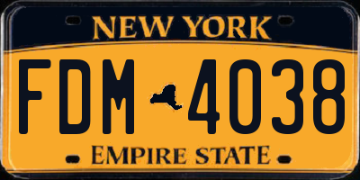 NY license plate FDM4038