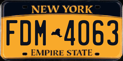 NY license plate FDM4063