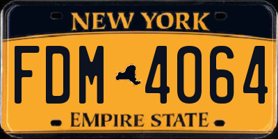 NY license plate FDM4064