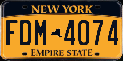 NY license plate FDM4074