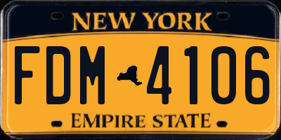 NY license plate FDM4106