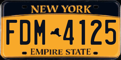 NY license plate FDM4125