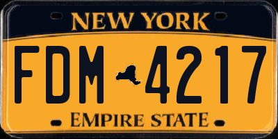 NY license plate FDM4217