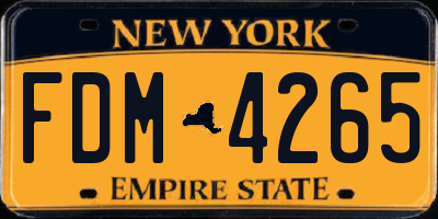 NY license plate FDM4265