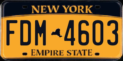 NY license plate FDM4603