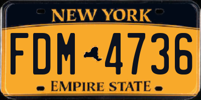NY license plate FDM4736