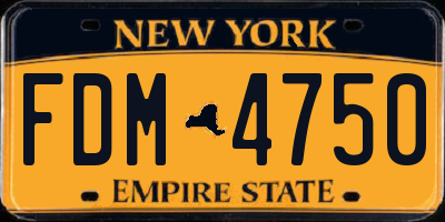 NY license plate FDM4750