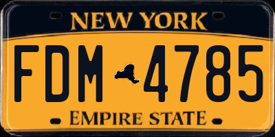 NY license plate FDM4785