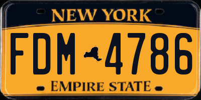 NY license plate FDM4786
