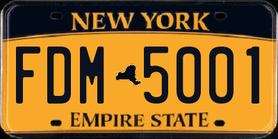NY license plate FDM5001