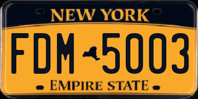 NY license plate FDM5003