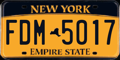 NY license plate FDM5017