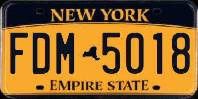 NY license plate FDM5018
