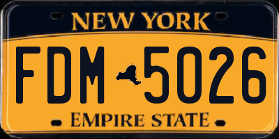 NY license plate FDM5026