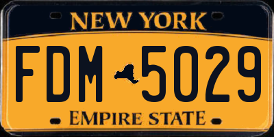 NY license plate FDM5029