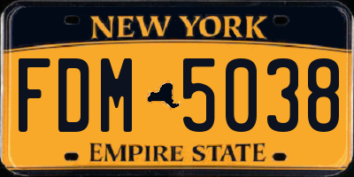 NY license plate FDM5038