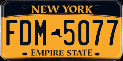 NY license plate FDM5077