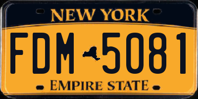 NY license plate FDM5081