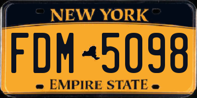 NY license plate FDM5098