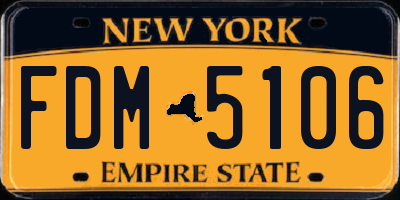 NY license plate FDM5106