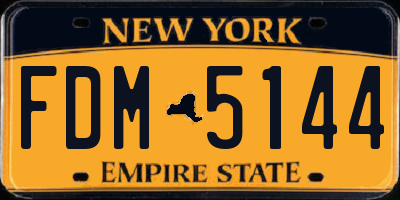 NY license plate FDM5144