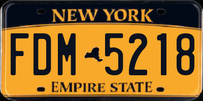 NY license plate FDM5218