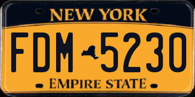 NY license plate FDM5230