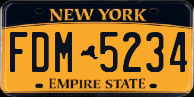 NY license plate FDM5234