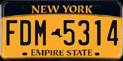 NY license plate FDM5314