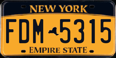 NY license plate FDM5315