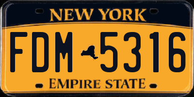 NY license plate FDM5316
