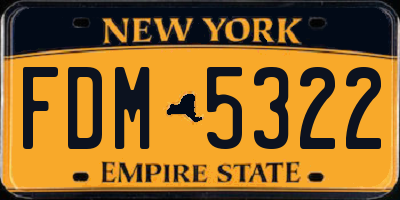 NY license plate FDM5322