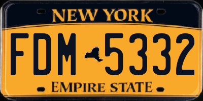 NY license plate FDM5332