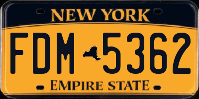 NY license plate FDM5362