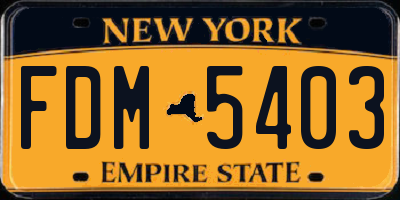 NY license plate FDM5403