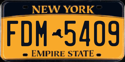 NY license plate FDM5409