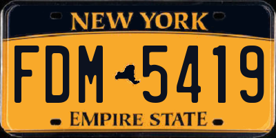 NY license plate FDM5419