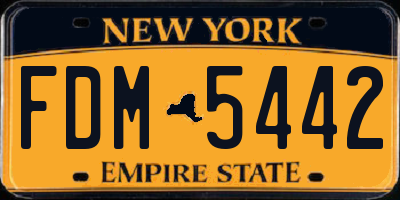 NY license plate FDM5442