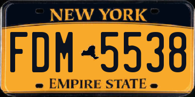 NY license plate FDM5538