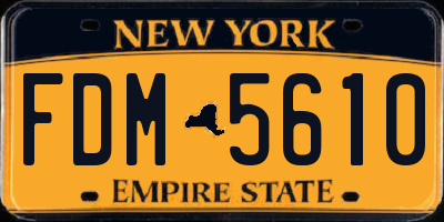 NY license plate FDM5610