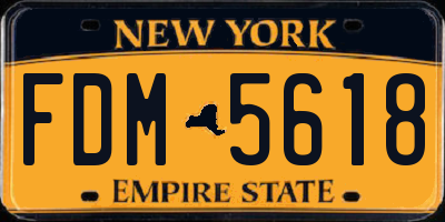 NY license plate FDM5618