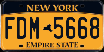 NY license plate FDM5668