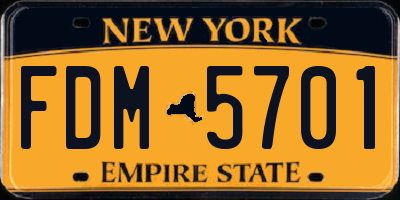 NY license plate FDM5701