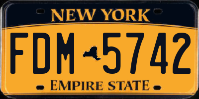 NY license plate FDM5742