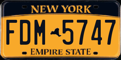 NY license plate FDM5747
