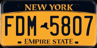 NY license plate FDM5807